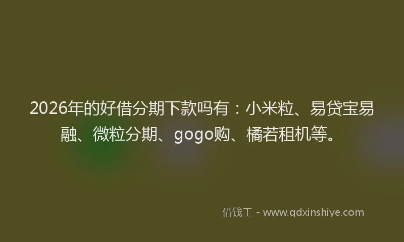 2026年的好借分期下款吗有：小米粒、易贷宝易融、微粒分期、gogo购、橘若租机等。