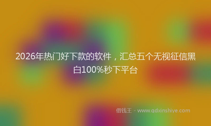 2026年热门好下款的软件，汇总五个无视征信黑白100%秒下平台