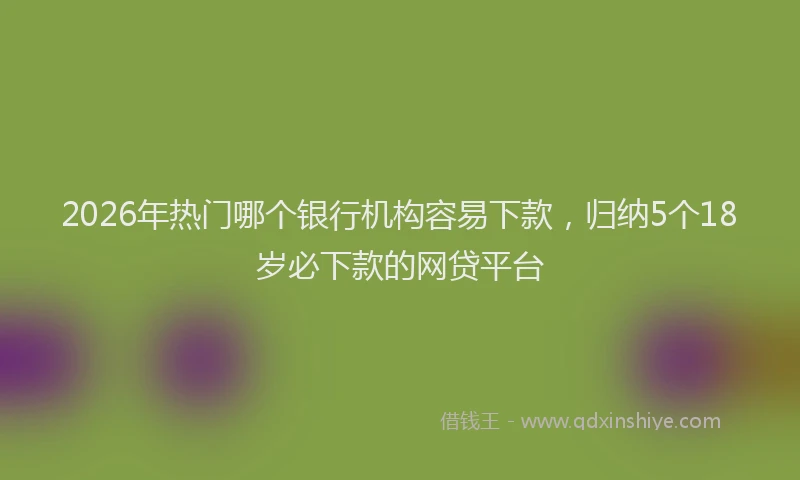 2026年热门哪个银行机构容易下款，归纳5个18岁必下款的网贷平台