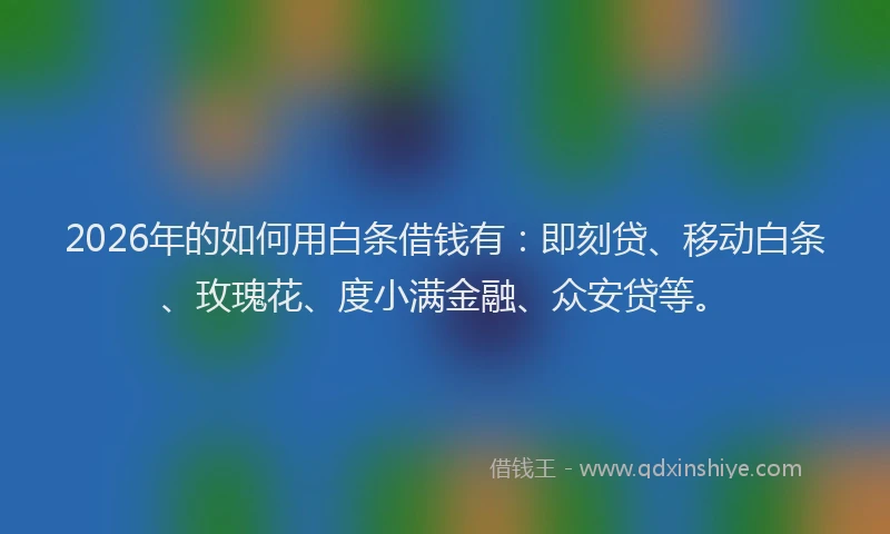 2026年的如何用白条借钱有：即刻贷、移动白条、玫瑰花、度小满金融、众安贷等。