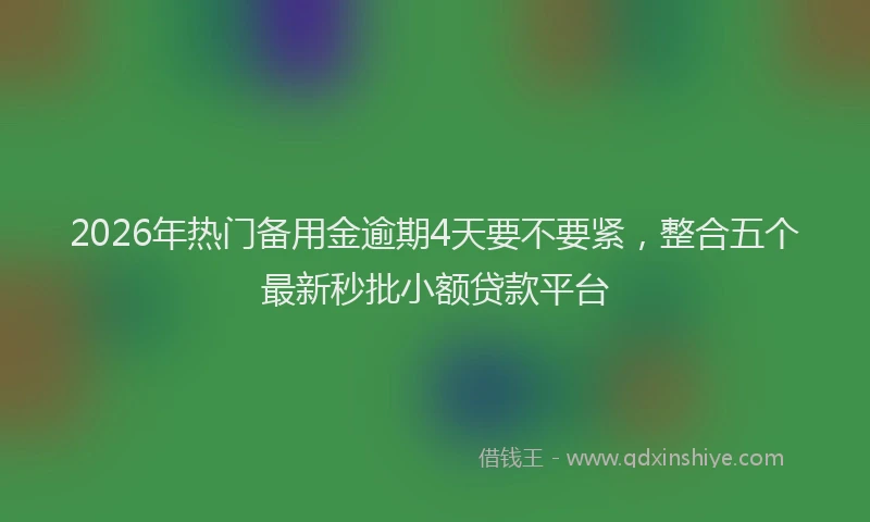 2026年热门备用金逾期4天要不要紧，整合五个最新秒批小额贷款平台