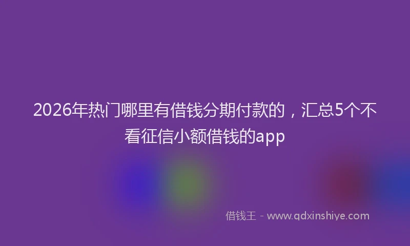 2026年热门哪里有借钱分期付款的，汇总5个不看征信小额借钱的app