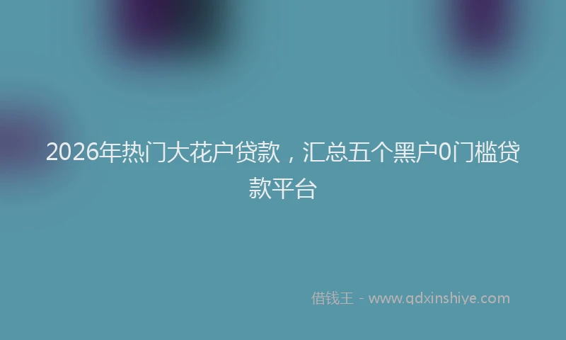 2026年热门大花户贷款，汇总五个黑户0门槛贷款平台