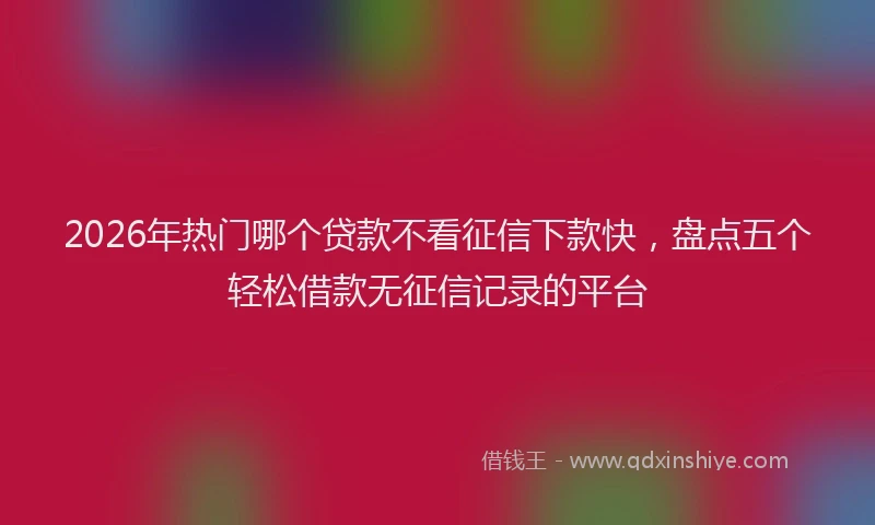 2026年热门哪个贷款不看征信下款快，盘点五个轻松借款无征信记录的平台