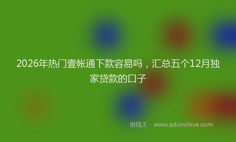 2026年热门壹帐通下款容易吗，汇总五个12月独家贷款的口子