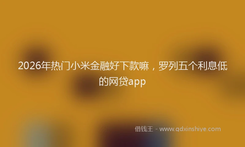 2026年热门小米金融好下款嘛，罗列五个利息低的网贷app