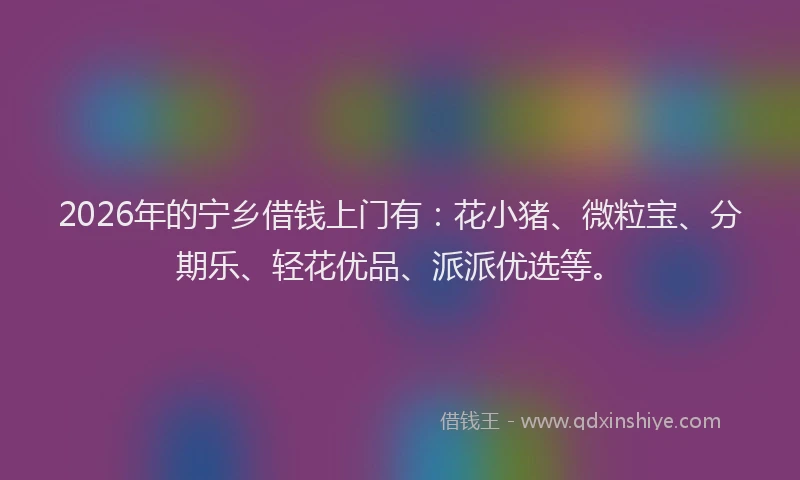 2026年的宁乡借钱上门有:花小猪、微粒宝、分期乐、轻花优品、派派优选等。