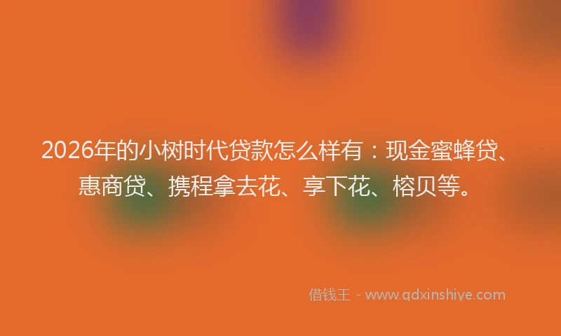 2026年的小树时代贷款怎么样有：现金蜜蜂贷、惠商贷、携程拿去花、享下花、榕贝等。
