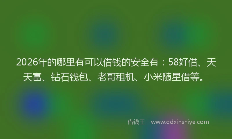 2026年的哪里有可以借钱的安全有：58好借、天天富、钻石钱包、老哥租机、小米随星借等。