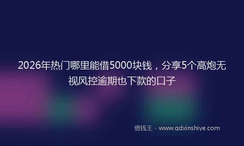 2026年热门哪里能借5000块钱，分享5个高炮无视风控逾期也下款的口子