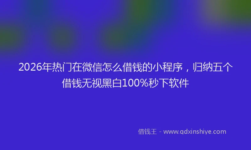 2026年热门在微信怎么借钱的小程序，归纳五个借钱无视黑白100%秒下软件