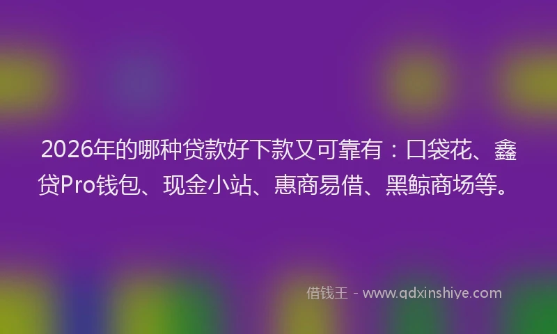 2026年的哪种贷款好下款又可靠有：口袋花、鑫贷Pro钱包、现金小站、惠商易借、黑鲸商场等。