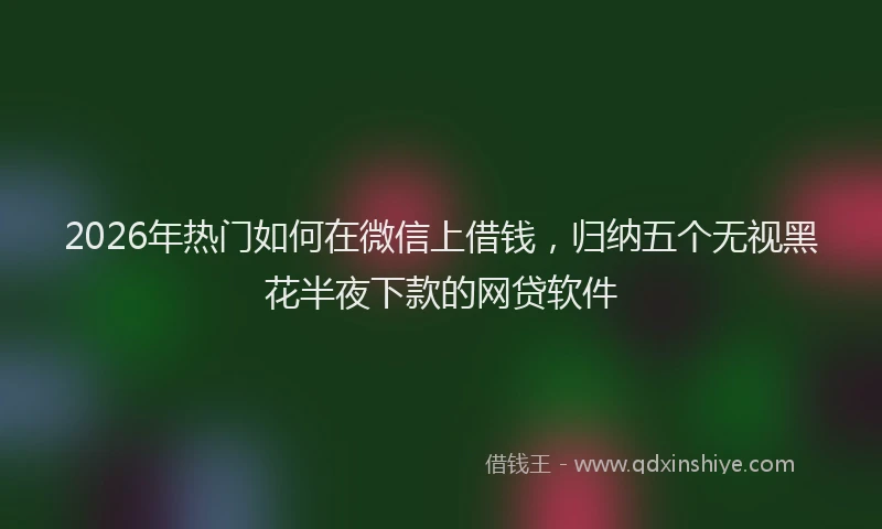 2026年热门如何在微信上借钱，归纳五个无视黑花半夜下款的网贷软件