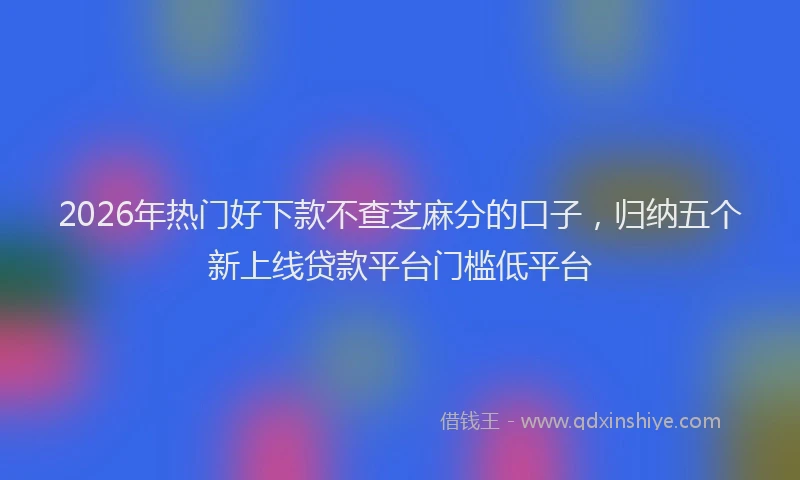 2026年热门好下款不查芝麻分的口子，归纳五个新上线贷款平台门槛低平台
