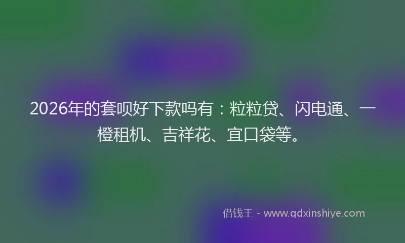 2026年的套呗好下款吗有：粒粒贷、闪电通、一橙租机、吉祥花、宜口袋等。