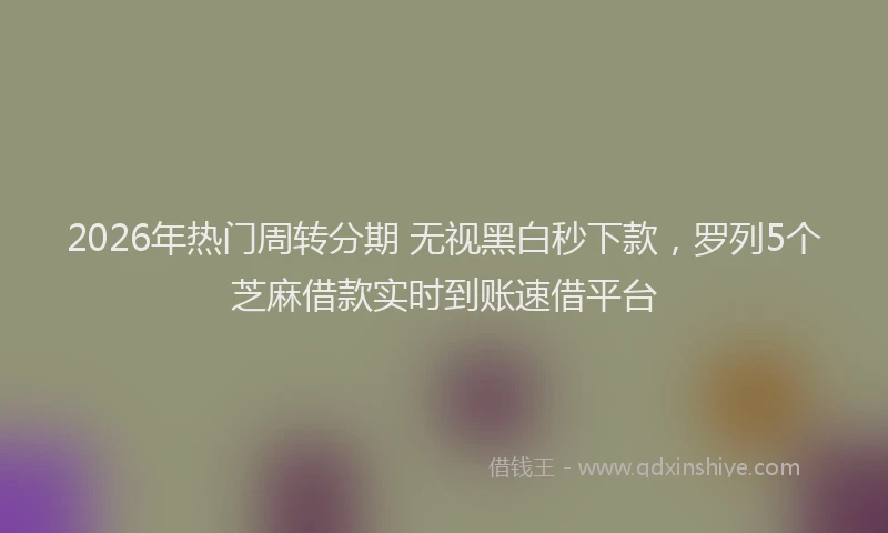 2026年热门周转分期 无视黑白秒下款，罗列5个芝麻借款实时到账速借平台