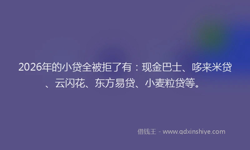 2026年的小贷全被拒了有：现金巴士、哆来米贷、云闪花、东方易贷、小麦粒贷等。
