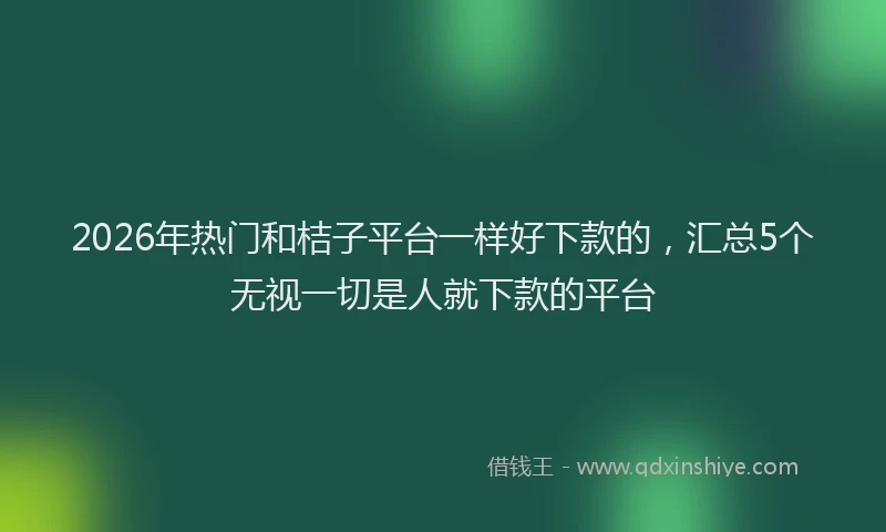2026年热门和桔子平台一样好下款的，汇总5个无视一切是人就下款的平台