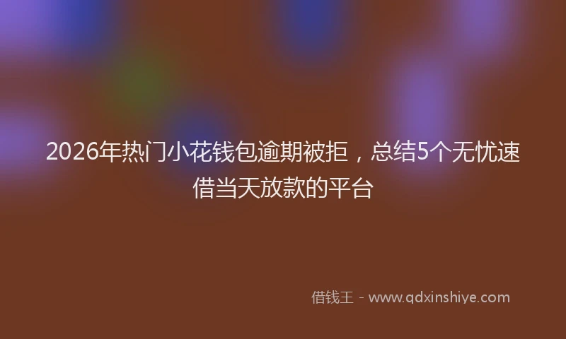 2026年热门小花钱包逾期被拒,总结5个无忧速借当天放款的平台