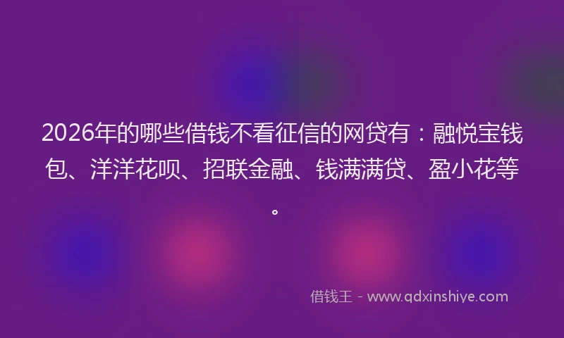 2026年的哪些借钱不看征信的网贷有：融悦宝钱包、洋洋花呗、招联金融、钱满满贷、盈小花等。