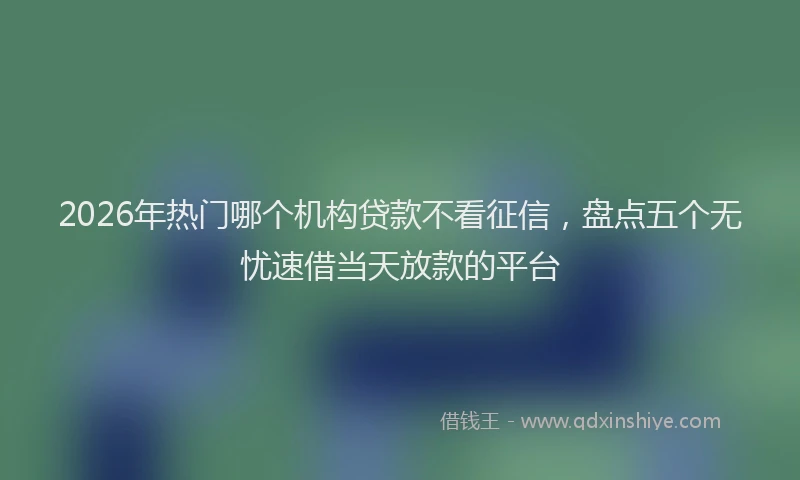 2026年热门哪个机构贷款不看征信，盘点五个无忧速借当天放款的平台
