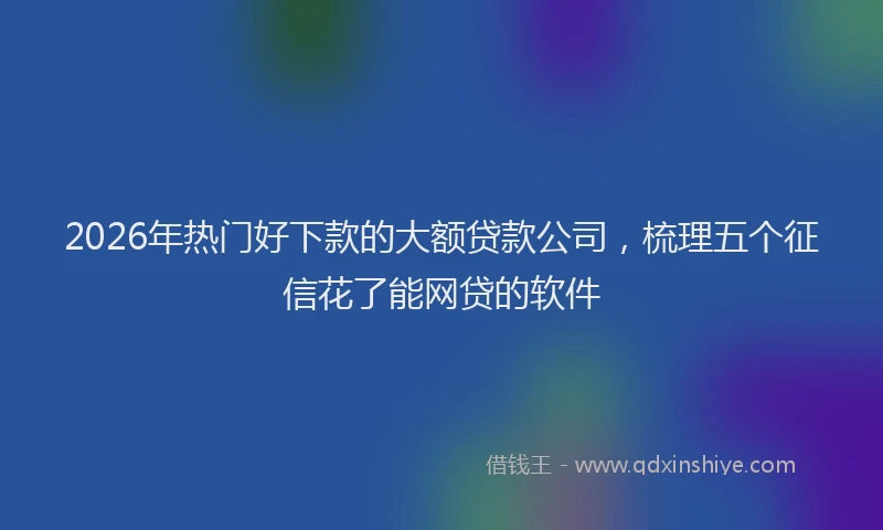 2026年热门好下款的大额贷款公司，梳理五个征信花了能网贷的软件
