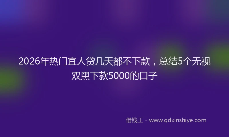 2026年热门宜人贷几天都不下款，总结5个无视双黑下款5000的口子