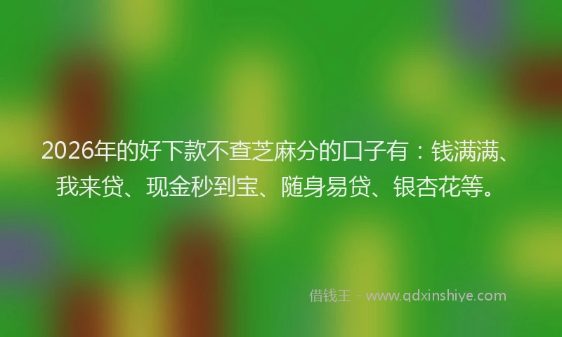 2026年的好下款不查芝麻分的口子有：钱满满、我来贷、现金秒到宝、随身易贷、银杏花等。