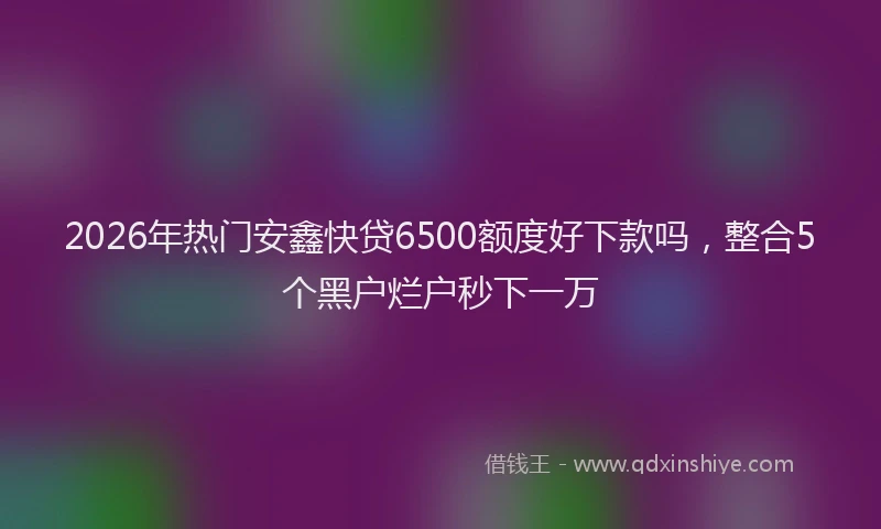 2026年热门安鑫快贷6500额度好下款吗，整合5个黑户烂户秒下一万