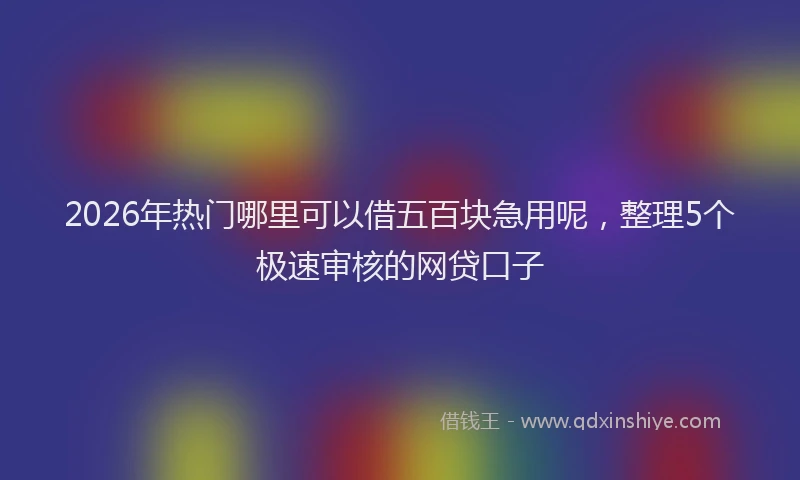 2026年热门哪里可以借五百块急用呢，整理5个极速审核的网贷口子