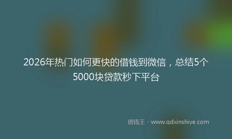 2026年热门如何更快的借钱到微信，总结5个5000块贷款秒下平台