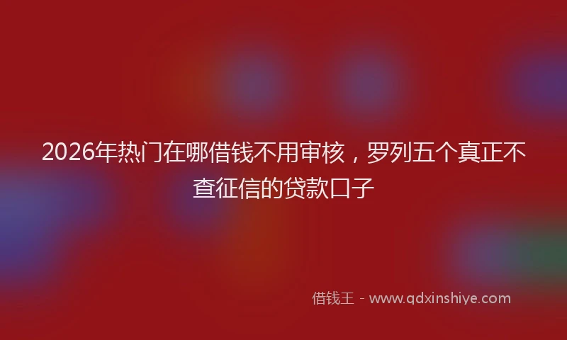 2026年热门在哪借钱不用审核，罗列五个真正不查征信的贷款口子