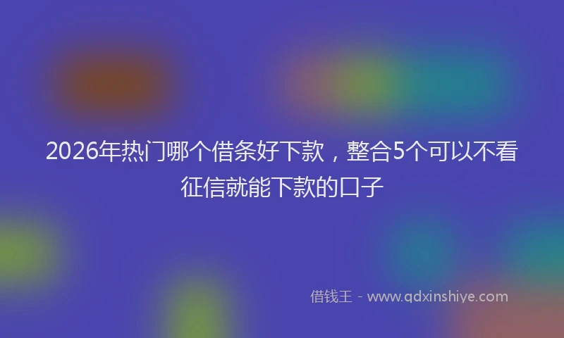 2026年热门哪个借条好下款，整合5个可以不看征信就能下款的口子