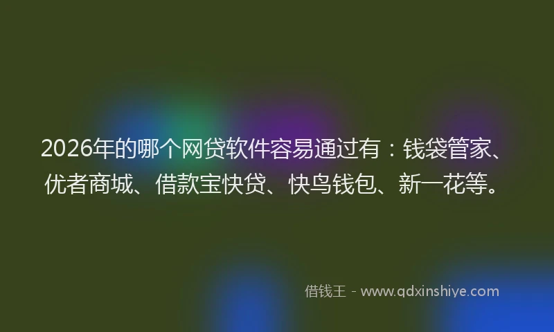 2026年的哪个网贷软件容易通过有：钱袋管家、优者商城、借款宝快贷、快鸟钱包、新一花等。
