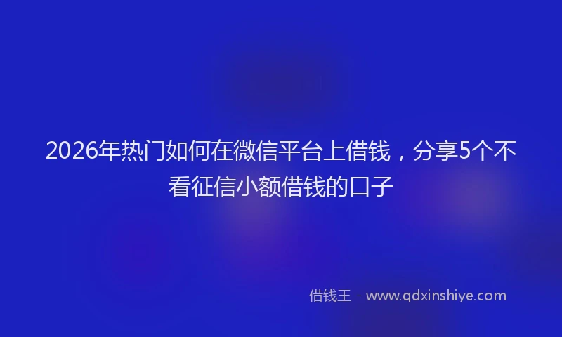 2026年热门如何在微信平台上借钱，分享5个不看征信小额借钱的口子