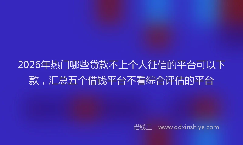2026年热门哪些贷款不上个人征信的平台可以下款，汇总五个借钱平台不看综合评估的平台