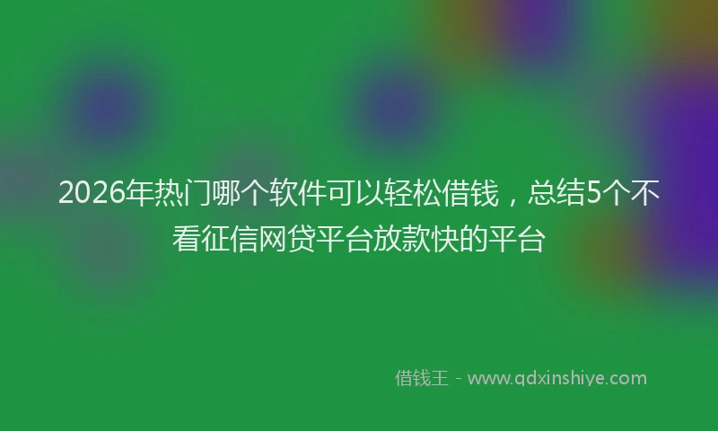 2026年热门哪个软件可以轻松借钱，总结5个不看征信网贷平台放款快的平台