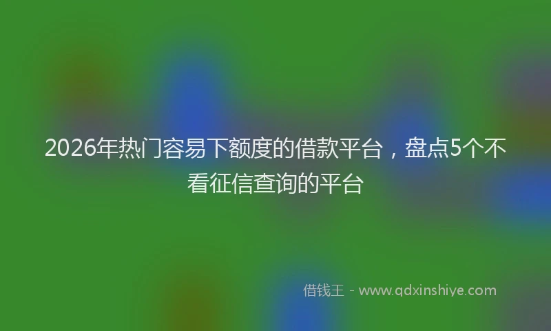 2026年热门容易下额度的借款平台,盘点5个不看征信查询的平台