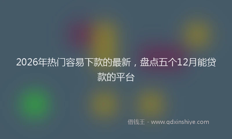 2026年热门容易下款的最新，盘点五个12月能贷款的平台