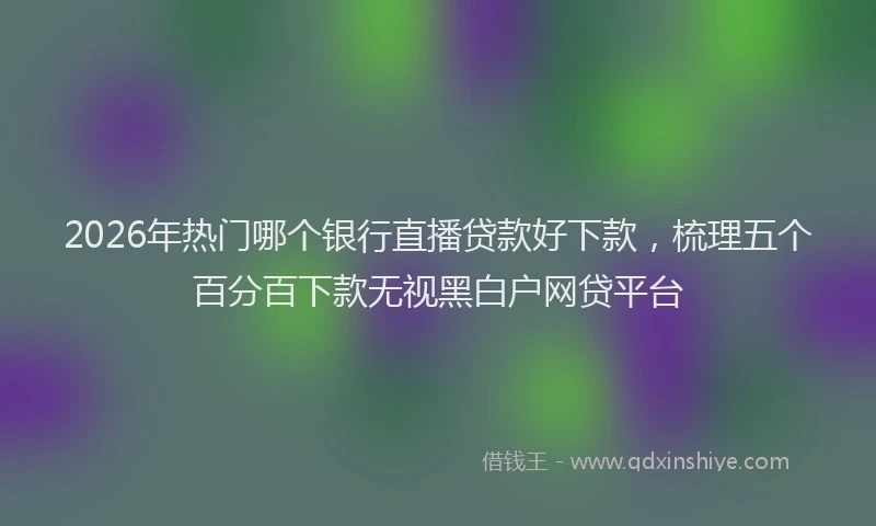 2026年热门哪个银行直播贷款好下款，梳理五个百分百下款无视黑白户网贷平台