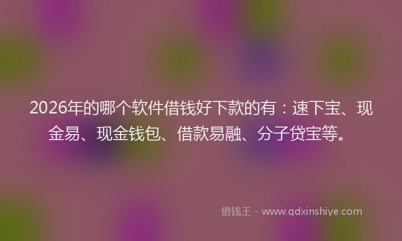 2026年的哪个软件借钱好下款的有：速下宝、现金易、现金钱包、借款易融、分子贷宝等。