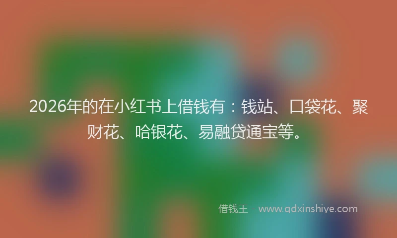 2026年的在小红书上借钱有：钱站、口袋花、聚财花、哈银花、易融贷通宝等。