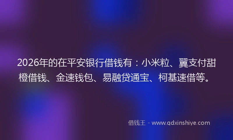 2026年的在平安银行借钱有：小米粒、翼支付甜橙借钱、金速钱包、易融贷通宝、柯基速借等。