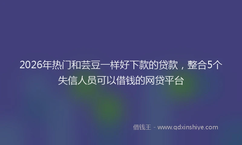 2026年热门和芸豆一样好下款的贷款，整合5个失信人员可以借钱的网贷平台