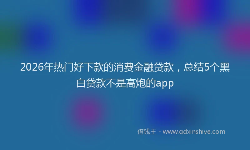 2026年热门好下款的消费金融贷款，总结5个黑白贷款不是高炮的app