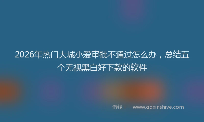 2026年热门大城小爱审批不通过怎么办，总结五个无视黑白好下款的软件