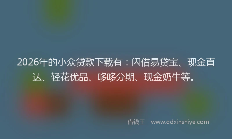 2026年的小众贷款下载有：闪借易贷宝、现金直达、轻花优品、哆哆分期、现金奶牛等。