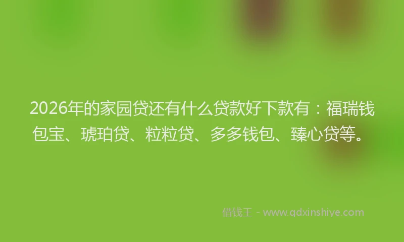 2026年的家园贷还有什么贷款好下款有:福瑞钱包宝、琥珀贷、粒粒贷、多多钱包、臻心贷等。