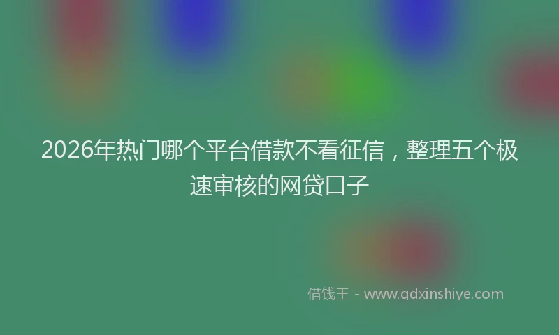 2026年热门哪个平台借款不看征信，整理五个极速审核的网贷口子
