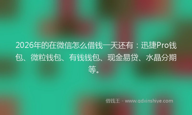 2026年的在微信怎么借钱一天还有：迅捷Pro钱包、微粒钱包、有钱钱包、现金易贷、水晶分期等。